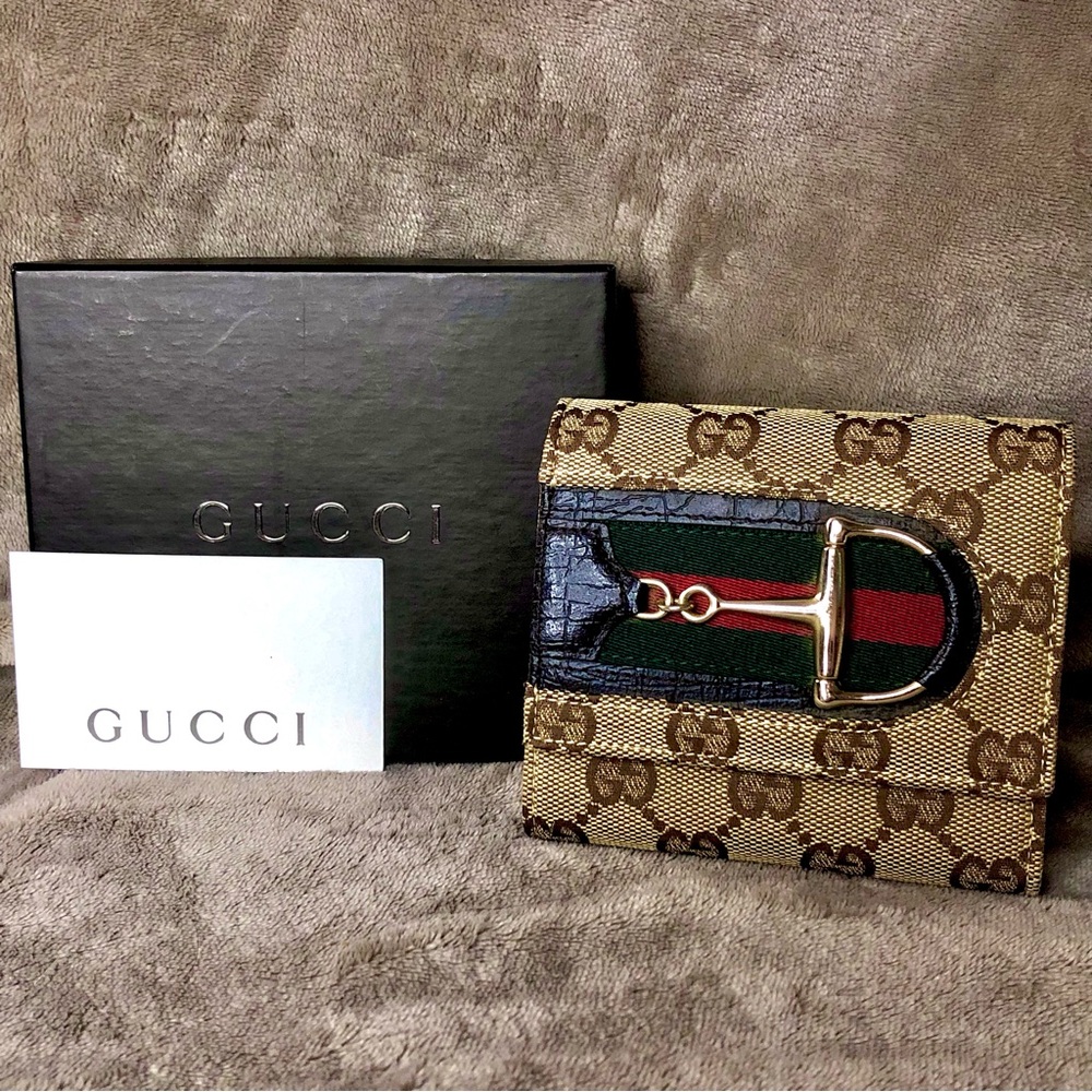GUCCI GG Sherry Line Horsebit Trifold Wallet COMES WITH GUCCI BOX - Picture 17 of 17